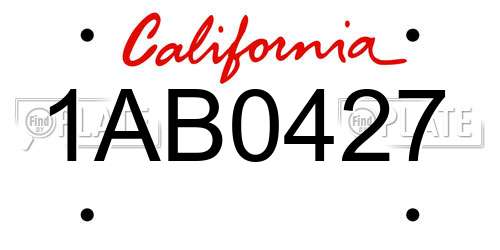 1AB0427 California License Plate