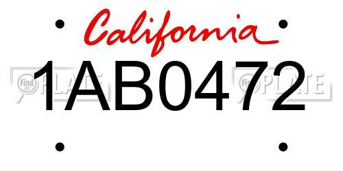 1AB0472 California License Plate