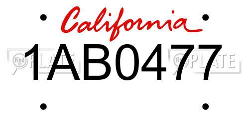 1AB0477 California License Plate