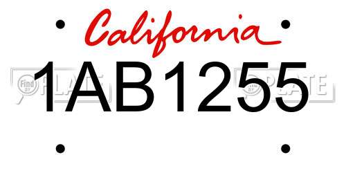 1AB1255 California License Plate