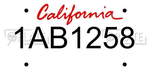 1AB1258 California License Plate