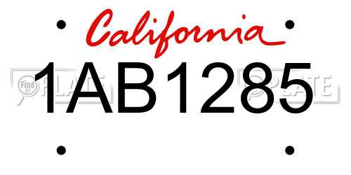 1AB1285 California License Plate