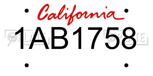 1AB1758 California License Plate