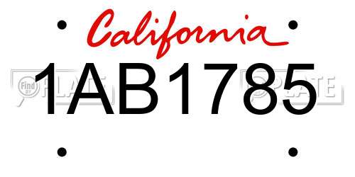 1AB1785 California License Plate