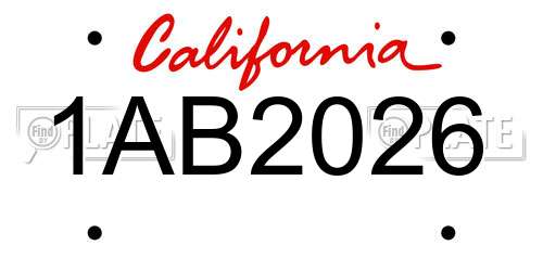 1AB2026 California License Plate