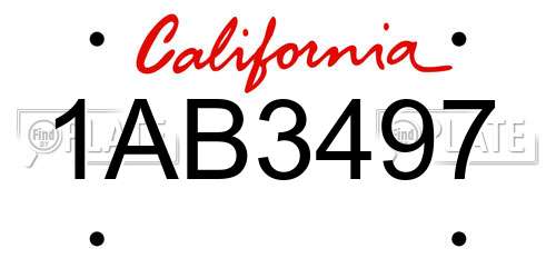 1AB3497 California License Plate