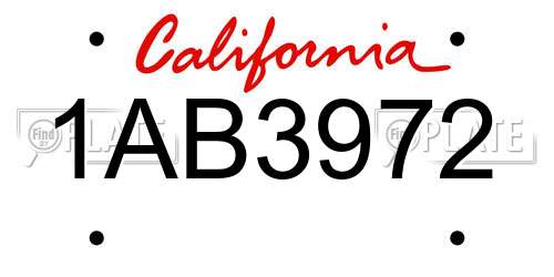1AB3972 California License Plate