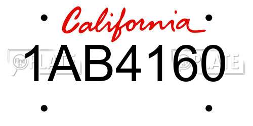 1AB4160 California License Plate