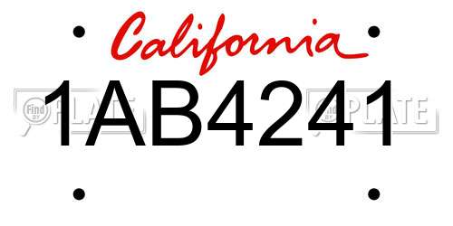 1AB4241 California License Plate