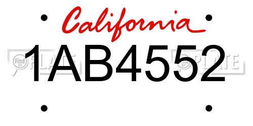 1AB4552 California License Plate