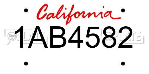 1AB4582 California License Plate