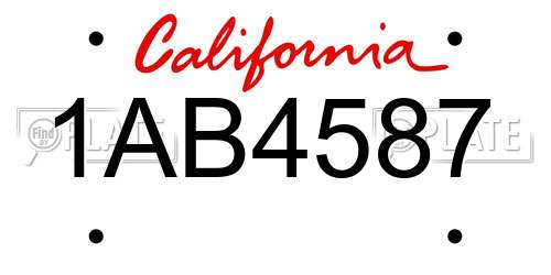 1AB4587 California License Plate