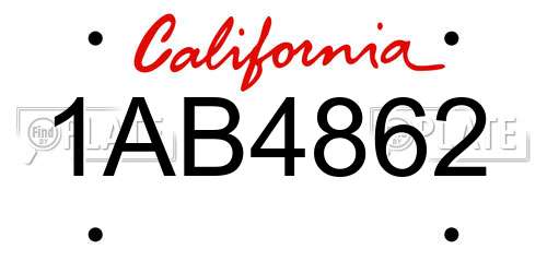 1AB4862 California License Plate