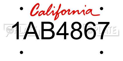 1AB4867 California License Plate