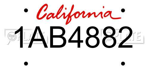 1AB4882 California License Plate
