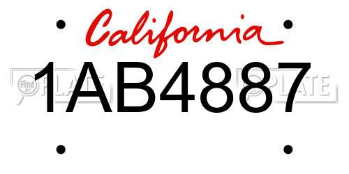 1AB4887 California License Plate