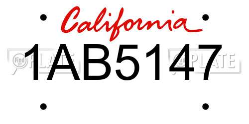 1AB5147 California License Plate