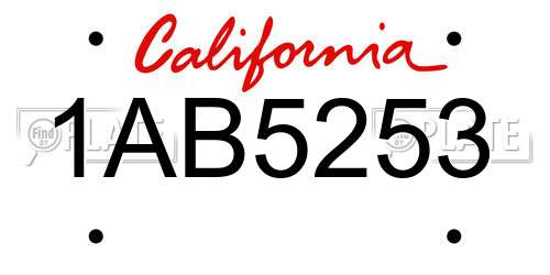 1AB5253 California License Plate