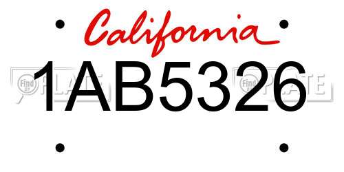 1AB5326 California License Plate