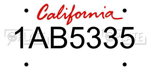 1AB5335 California License Plate