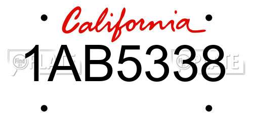 1AB5338 California License Plate