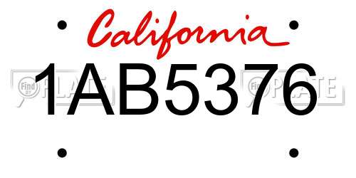 1AB5376 California License Plate