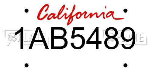 1AB5489 California License Plate