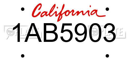1AB5903 California License Plate