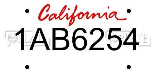 1AB6254 California License Plate