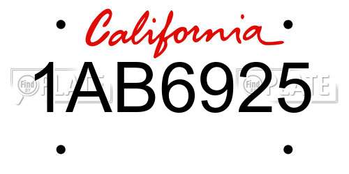 1AB6925 California License Plate