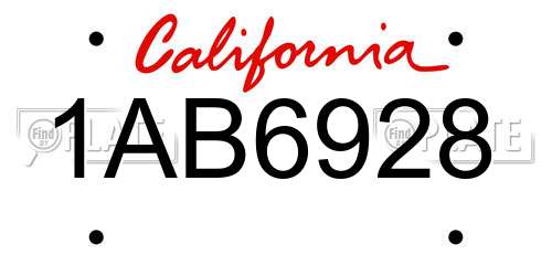 1AB6928 California License Plate