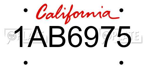 1AB6975 California License Plate