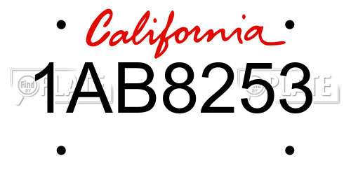 1AB8253 California License Plate