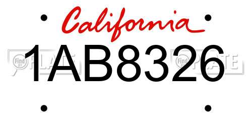 1AB8326 California License Plate