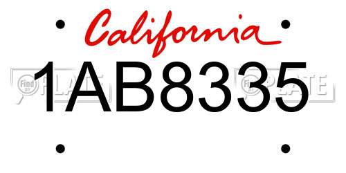 1AB8335 California License Plate