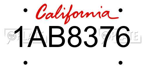 1AB8376 California License Plate