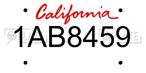 1AB8459 California License Plate