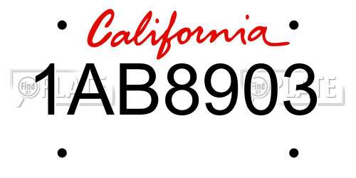 1AB8903 California License Plate