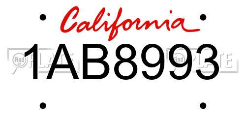 1AB8993 California License Plate