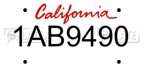 1AB9490 California License Plate