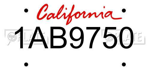 1AB9750 California License Plate