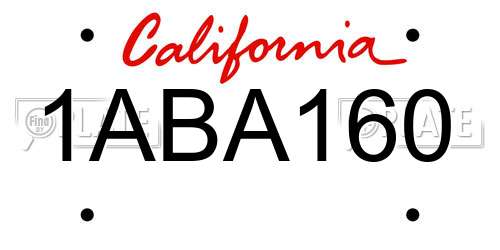 1ABA160 California License Plate