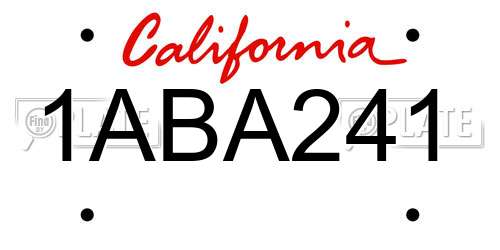 1ABA241 California License Plate