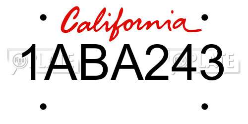 1ABA243 California License Plate