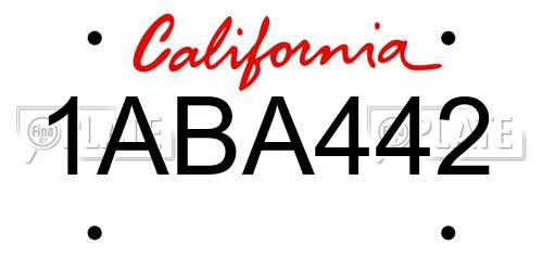 1ABA442 California License Plate
