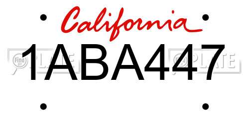 1ABA447 California License Plate