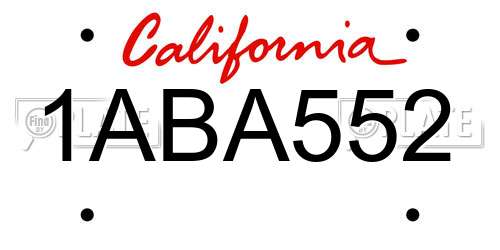 1ABA552 California License Plate