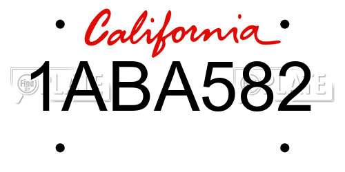 1ABA582 California License Plate