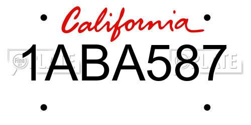 1ABA587 California License Plate