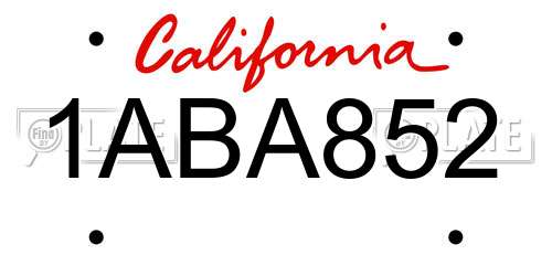 1ABA852 California License Plate
